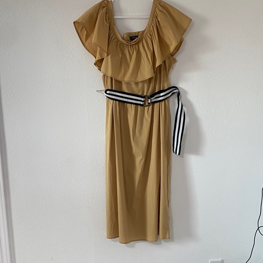 Who What Wear Tan Off-Shoulder Midi Dress - Picture 2 of 12